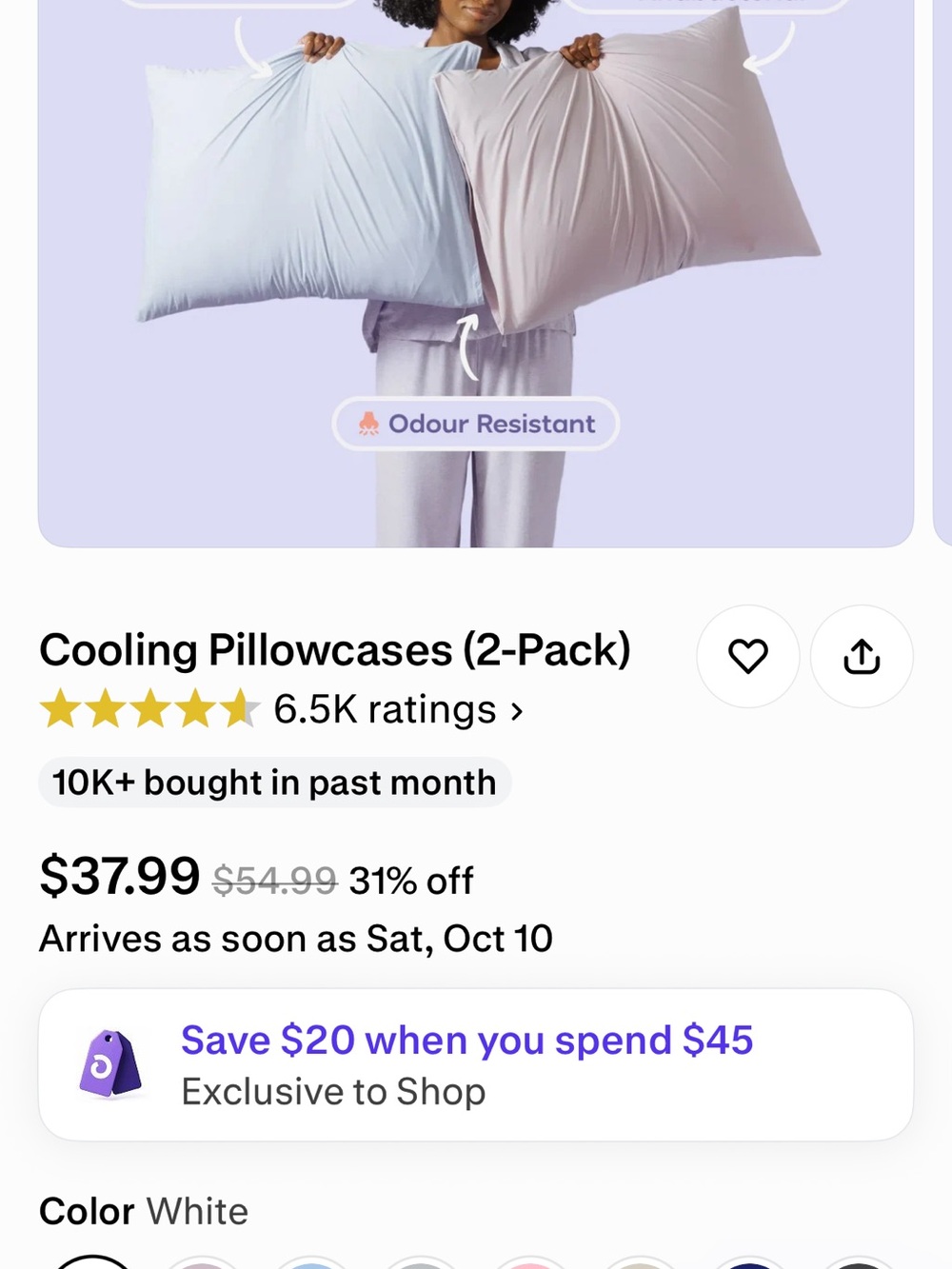 Cooling Pillowcases 2-Pack — White Breathable Cooling Pillowcases